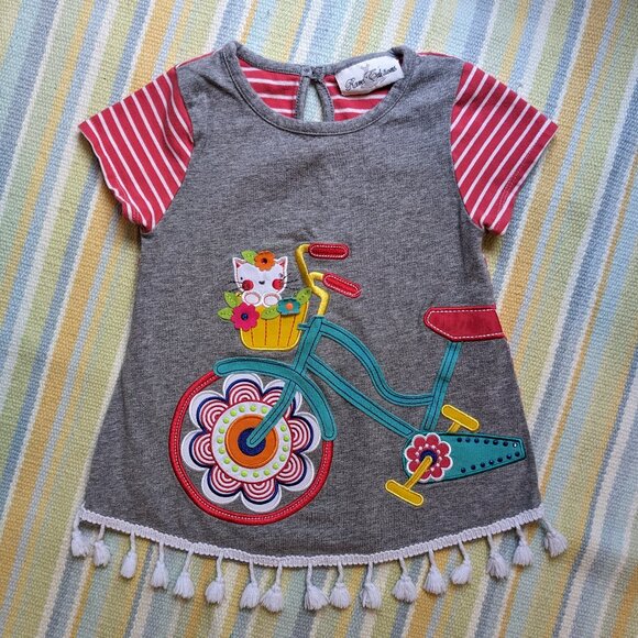 🛍️ BUNDLE ONLY | Rare Editions Bicycle Cat knit top size 5 - Picture 1 of 9